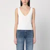 Golden Goose Ribbed Ivory Tank Top In Beige