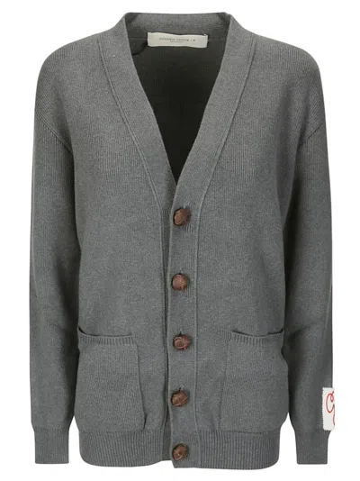 Golden Goose Ribbed Knit Cardigan In Gray