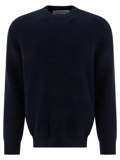 Golden Goose Ribbed Knit Crew Neck Jumper In Blue