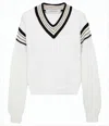 Golden Goose Ribbed Knit Sweater With V-neckline And Striped Accents In White