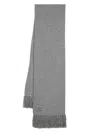 Golden Goose Brushed Fringed Rectangle Ribbed Wraparound Scarf In Grey