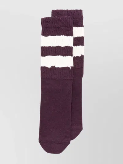 GOLDEN GOOSE RIBBED STRIPED SOCKS FEATURING DISTRESSED DETAILING