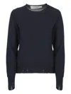 Golden Goose Fitted Wool Sweater With Star Embellishments In Blue