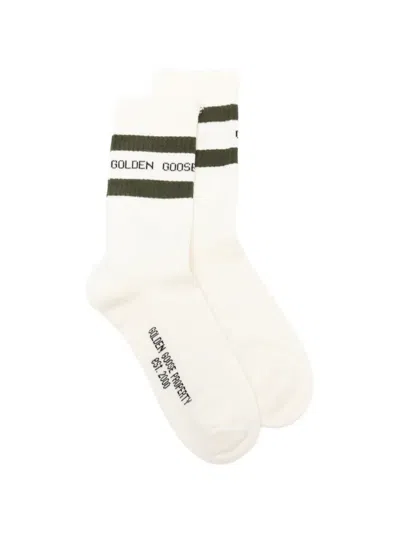 Golden Goose Ribbed-knit Striped-detailing Socks In Neutral