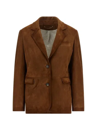 Golden Goose Robyn Tailored Jacket Single Breasted Notch Lapel In Brown