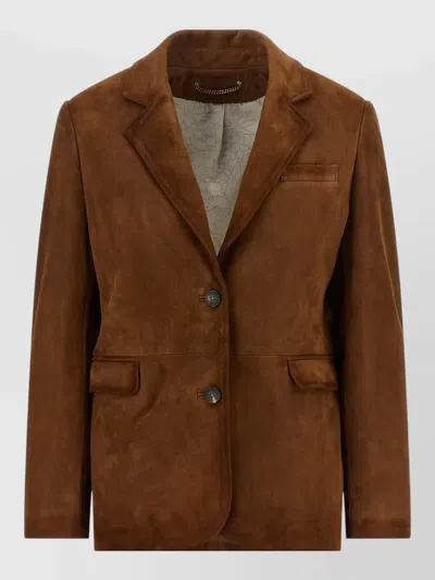 Golden Goose Robyn Tailored Jacket Single Breasted Notch Lapel In Brown