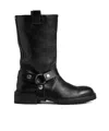 Golden Goose Kurt Boots In Black Leather With Buckle In Black