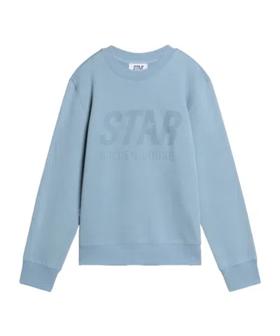 Golden Goose Kids' Round Neck Long-sleeved Sweatshirt In Blue