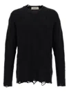 Golden Goose Journey Distressed Checkerboard Wool Sweater In Black