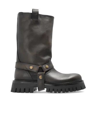 Golden Goose Round Toe Boots In Black