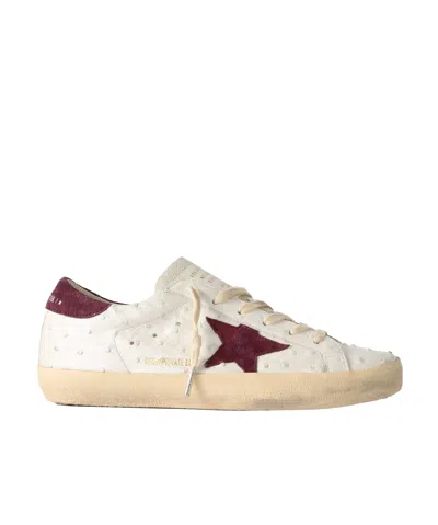 Golden Goose Super-star Distressed Ostrich And Suede Sneakers In Brown