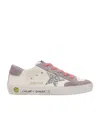 Golden Goose White Leather And Lilac Suede Super-star Sneakers