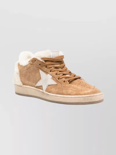 Golden Goose Round Toe Sneakers With Shearling And Star Patch In Multi