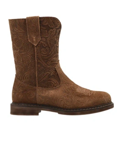 Golden Goose Round-toe Short Boots In Brown