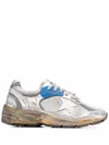 Golden Goose Women Running Dad Net And Laminated Upper Leather Star Laminated Spur Distressed In Grey