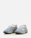 Golden Goose Running Dad Net And Suede Upper Leather Star And Heel Suede Spur In Clear Blue