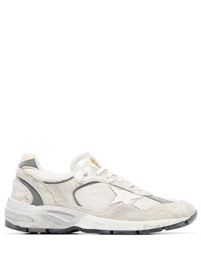 Golden Goose Running Dad Net And Suede Upper Leather Star And Heel Suede Spur Shoes In White