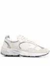 Golden Goose Dad-star Distressed Leather-trimmed Mesh And Suede Sneakers In White