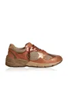 Golden Goose Running Dad Net Nabuk And Leather Sneakers In Brown