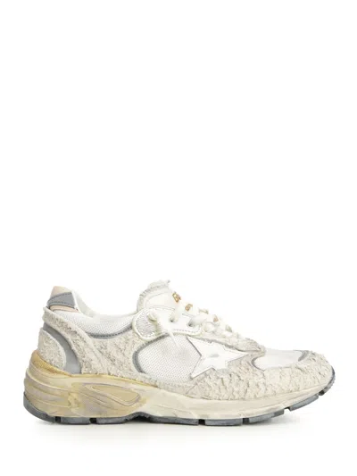 Golden Goose Running Dad New Net And Suede Upper Leather Star And Heel Suede Spur Sneakers White In Red