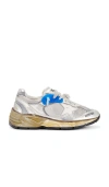 Golden Goose Women Running Dad Net And Laminated Upper Leather Star Laminated Spur Distressed In 银色 & 白色