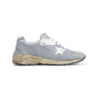 Golden Goose Running Dad Suede Sneakers In Blue/silver