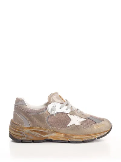 Golden Goose Running Dad Sneaker In Taupe/silver/white