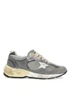 Golden Goose Dad-star Distressed Leather-trimmed Mesh And Suede Sneakers In Gris