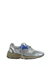 Golden Goose Women Running Dad Net And Laminated Upper Leather Star Laminated Spur Distressed In Silver/white