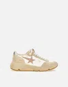 Golden Goose Running Sole Mixed Leather Sneakers In White-beige/silver/black