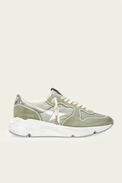Golden Goose Running Green Suede And Nylon Sneaker