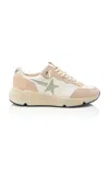 Golden Goose Star Mixed Leather Running Sneakers In Tan