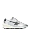 Golden Goose Marathon Nylon Sneakers With Silver Ripstop And Black Star Shoes In Silver