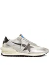 Golden Goose Marathon Running Sneakers In Laminated Leather In Silver