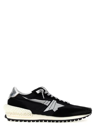 Golden Goose Black Fabric And Suede Running Marathon Sneakers In Multicolor