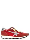 Golden Goose Marathon Sneakers With Red Nylon Upper And Silver Star Shoes In Red