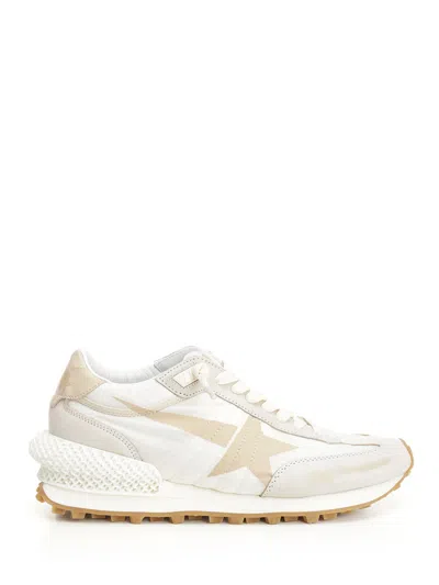 Golden Goose Running Marathon Nylon And Leather Upper Printed Star Leather Spur And Heel In White