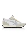 Golden Goose Running Marathon Distressed Leather-trimmed Shell And Suede Sneakers In White