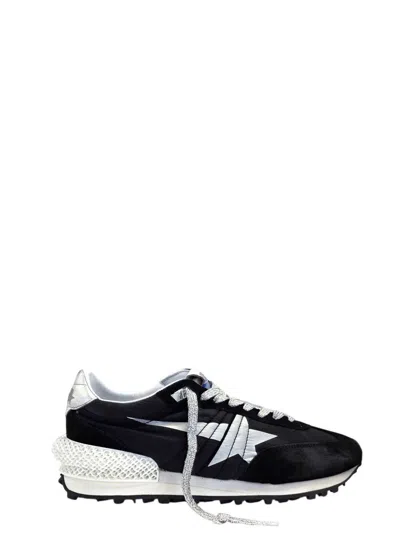 Golden Goose Running Marathon Nylon Upper Suede Toe And Spur Printed S In Black