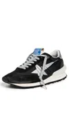 Golden Goose Running Marathon Nylon Upper Suede Toe Annd Spur Printed Star Laminated Heel Sneakers Black In Multi