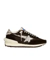 Golden Goose Running Marathon Leather-trimmed Shell Sneakers In Black