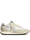 Golden Goose Running Marathon Distressed Leather-trimmed Shell And Suede Sneakers In 60466 White/grey/silver
