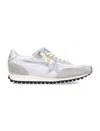 Golden Goose Marathon Sneakers In White Nylon With Suede Inserts And Silver Leather Heel Tab In Gray