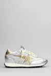 Golden Goose Running Marathon Sneakers In Silver Leather And Fabric