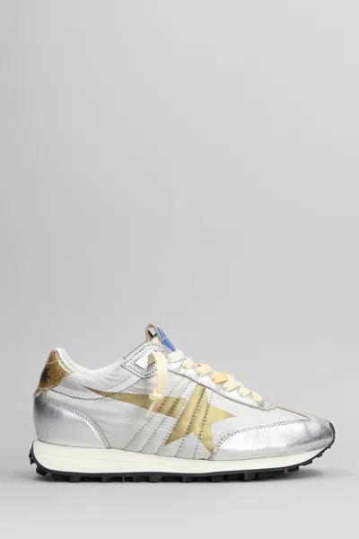Golden Goose Running Marathon Sneakers In Silver Leather And Fabric