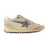 Golden Goose Marathon Sneakers With Beige Nylon Upper And Gray Star In Nude