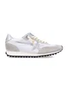 Golden Goose Marathon Sneakers In White Nylon With Suede Inserts And Silver Leather Heel Tab In Neutral