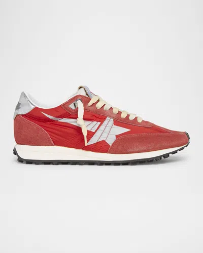 Golden Goose Running Marathon Suede Nylon Sneakers In Red