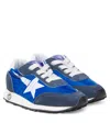 Golden Goose Blue/dark Kids' Marathon Suede And Nylon Low-top Trainers Eur 28 / 10 Uk In Blau