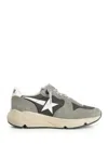 Golden Goose Running Sole In Green Suede With White Leather Star And Heel In Gray